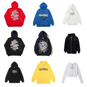 Sp5der Navy Phobia NY Spinnenweb Druck Hoodie-2112  