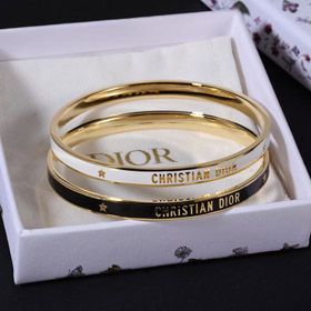 Dior Armband Gold Finish Metall schwarzer Lack dünne Armband-3709  