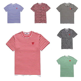 CDG Spielen Hell gestreiftes Herz Kurzarm Langärmel T-Shirt-2748  