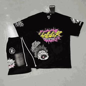 Hellstar Brief Logo gedruckt Rundhals Kurzarm T-Shirt Set-2790  