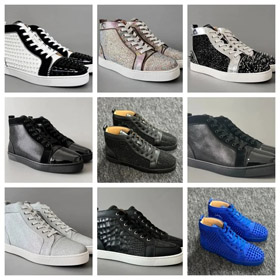 Christian Louboutin CL Kalbsleder runde Zehe Spitze-up High-Top Sneakers - 2963  