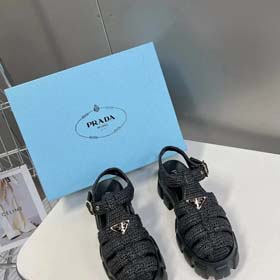 Prada neue dicke Sohle römisch gewebt europäischen und amerikanischen Stil höhenverstärkende Sandale