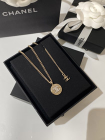 Chanel Lichtgold Gold und Silber Farbe passende runde Halskette-3593  