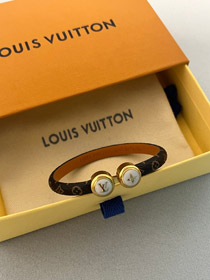Louis Vuitton LV Brief beschichtete Leinwand Armband Mini Perle Armband Lederarmband -3617  