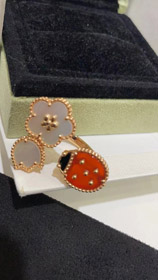 Van Cleef & Arpels Glückliche Ladybug Tulpen offenen Ring-3685