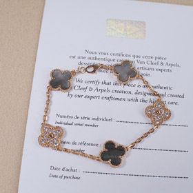 Van Cleef & Arpels Grau Perlmutt Diamant Fünf-Blumen-Armband-3691