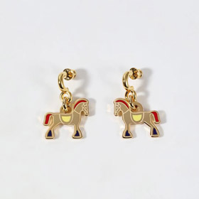 Hermes rote Emaille Ohrringe-3712  