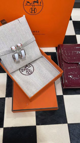 Hermès Metall H Buchstabe weißes Leder Ohrringe-3714  