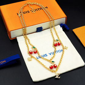 Louis Vuitton LV Kirsche Buchstabe Blumen Halskette-3814  