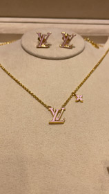 Louis Vuitton LV rosa Emaille Brief Halskette-3873