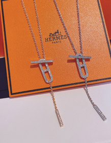 Hermes Schwein Nase Diamant Halskette-4005