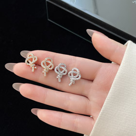 Tiffany voll Diamant Schlüssel Ohrringe-4028
