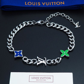 Louis Vuitton LV Metallkette blau-grün Emaille Armband-4053