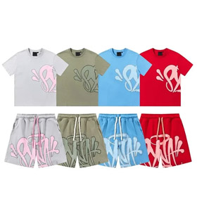 Syna World Schaumstoff Brief Druck Casual Kurzarm T-Shirt Shorts Set-2873